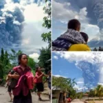 Gunung Lewotobi di Indonesia memuntahkan awan abu panas setinggi hingga 26.000 kaki dalam pemandangan yang luar biasa: foto-foto.